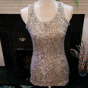 Sequined White Sleeveless Top